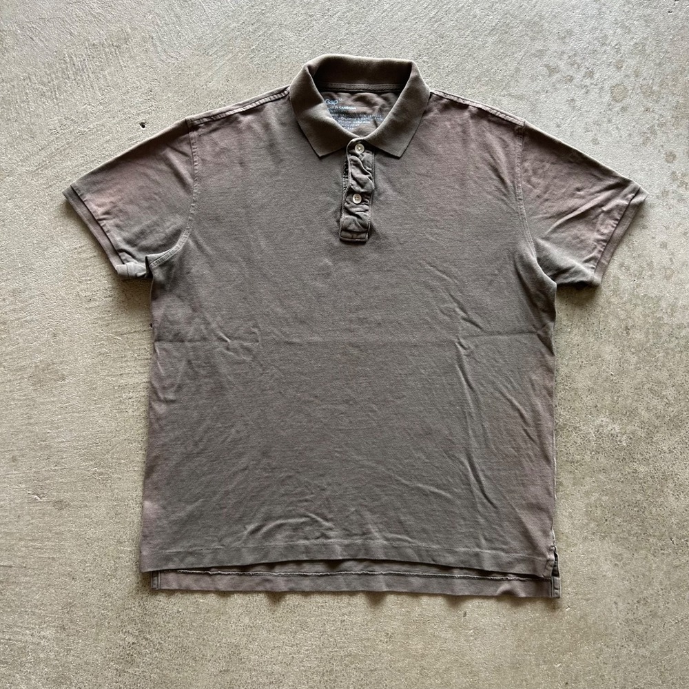 Gap Polo Shirt Mens Medium Gray‎ Short Sleeve 100% Cotton Casual Button Collared